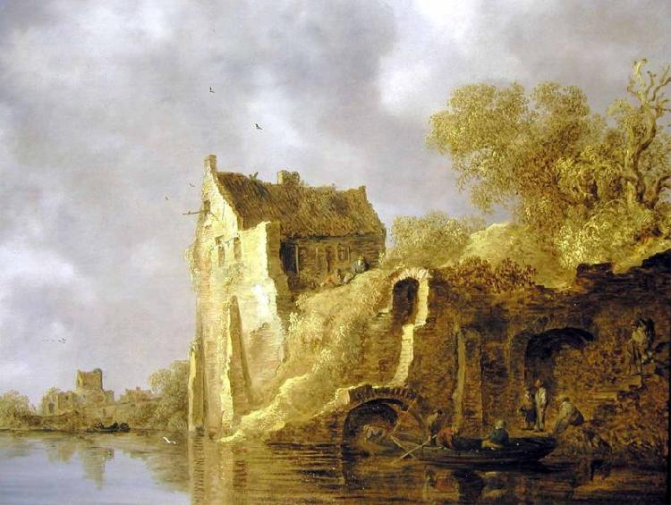 Jan van  Goyen River landscape with a ruin
